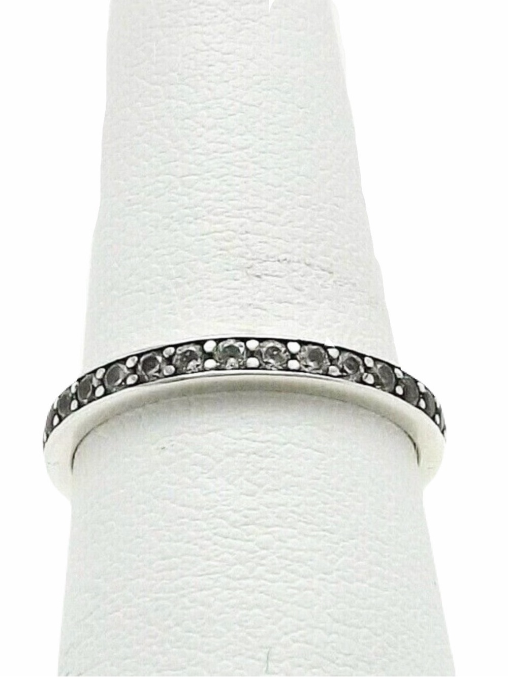 New Silver Minimalist Tiny White Sapphire Boho Band Ring